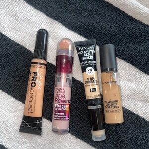 Set of 4 Various Concealers - MAC Revlon Maybelline LA Girl